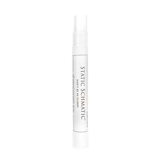 Static Schmatic purse-size anti-static spray 0.5 oz white bottle - natural hypoallergenic travel size product photography