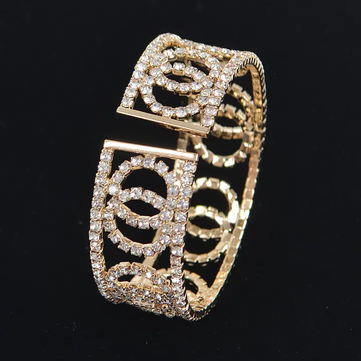 Double Circle Rhinestone Pave Bracelet