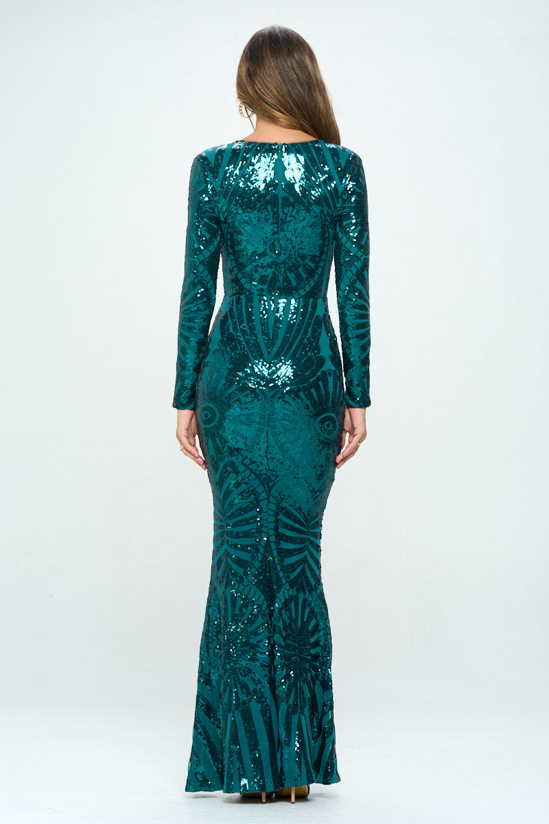 LS Sweetheart Sequins Gown