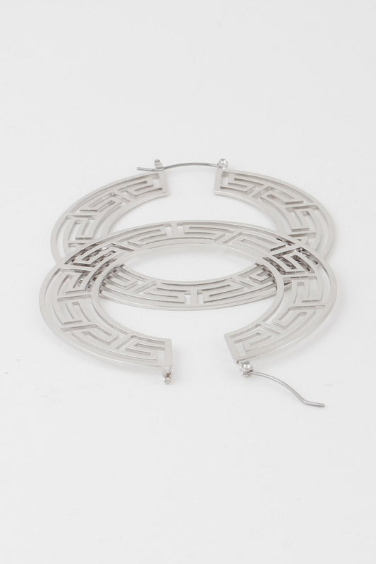 Flat Greek Key Hoop Earrings