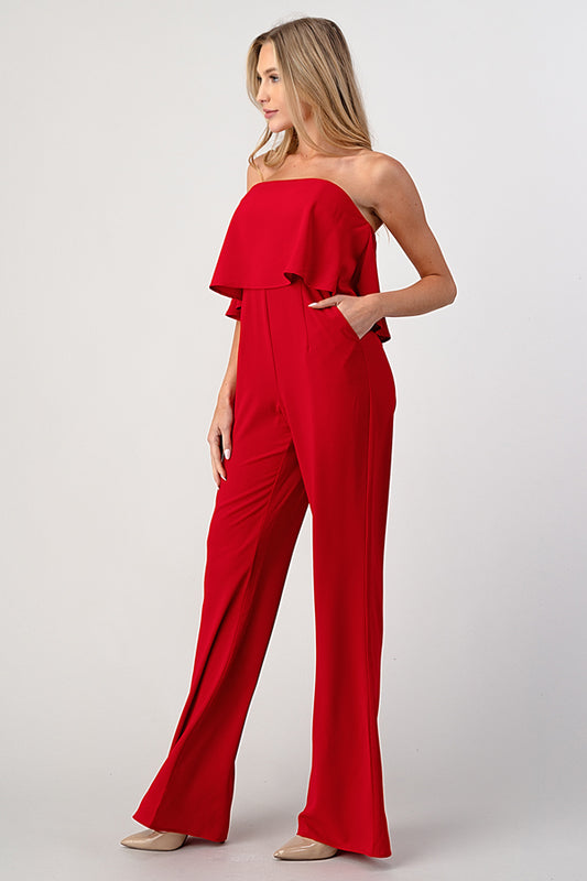 Statement Ruffle Jumpsuit Red