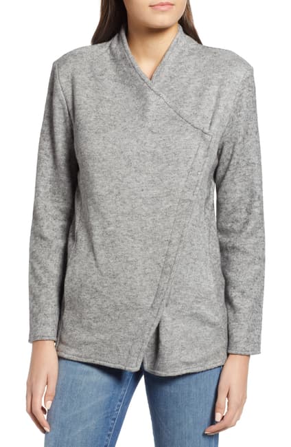 Knit Asymmetric Zip Jacket Heather Grey