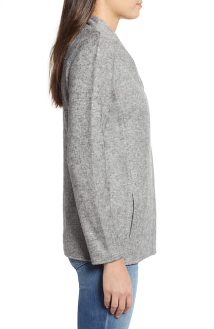Knit Asymmetric Zip Jacket Heather Grey