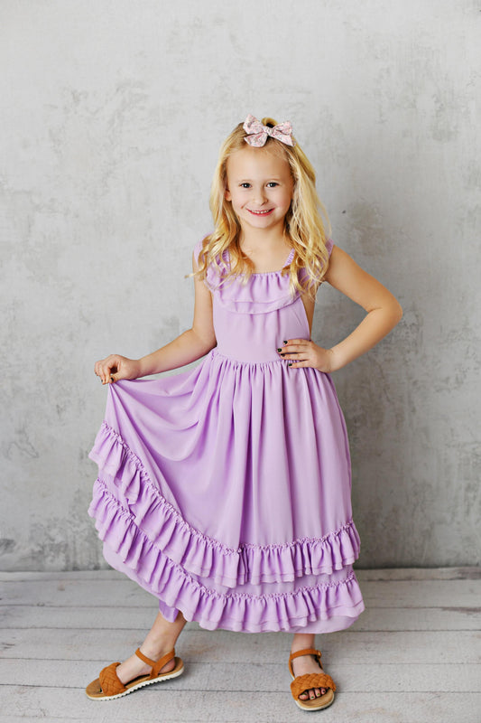 Girls' Lavender Ruffle Maxi