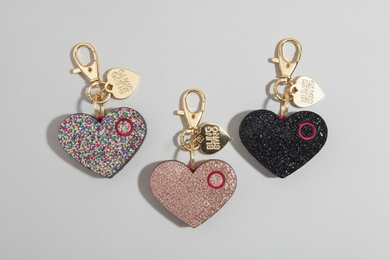 Flat Lay - Confetti, Black, and Rose Gold Safety Alarms