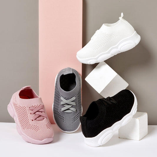 Toddler Trendy No-Tie Sneakers – White or Pink