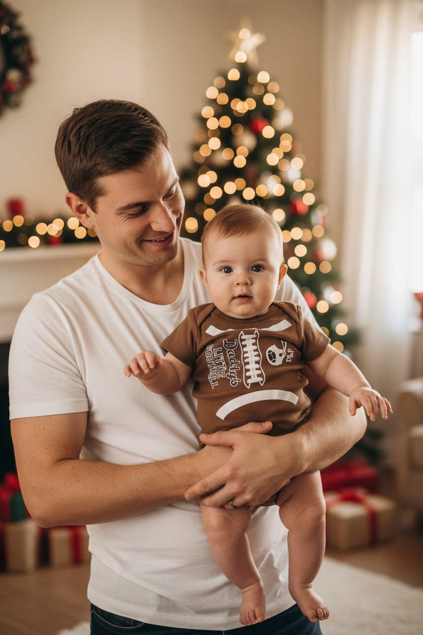 Football Onesie Holiday Reel - Daddy and Baby