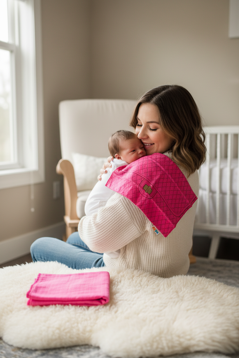 Fuchsia Burp Cloth Set - Lifestyle
