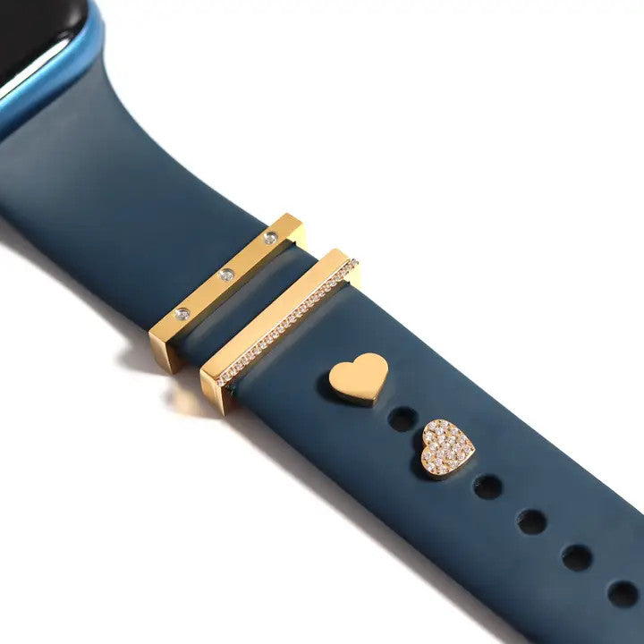 18k Gold Stainless Steel Engravable 3 Piece Smart Watch Charm Set