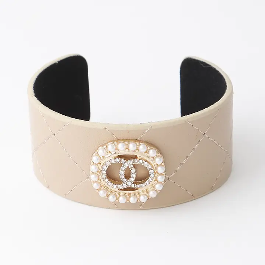 Quilted Double Circle Natural Open Bangle