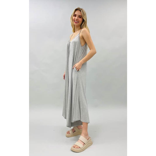 Light Grey Wide-Leg Jumpsuit – Super Soft Oversized Fit with Pockets