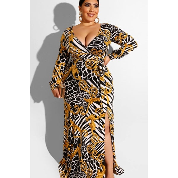 Chain Black & Gold Print Maxi - PLUS