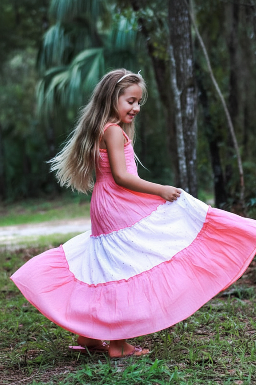 Girls Pink Colorblock Maxi Movement