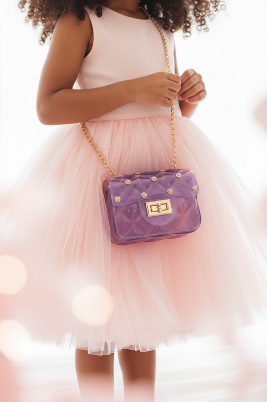 Girls Pink Quilted Jelly Purse Lifestyle