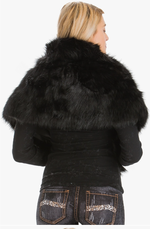 Luxury Mink Faux Fur Stole /Shawl Black