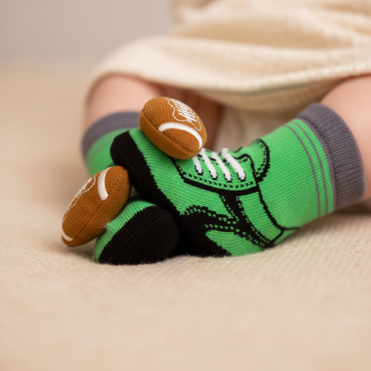 Green Football Rattle Socks Lifestyle