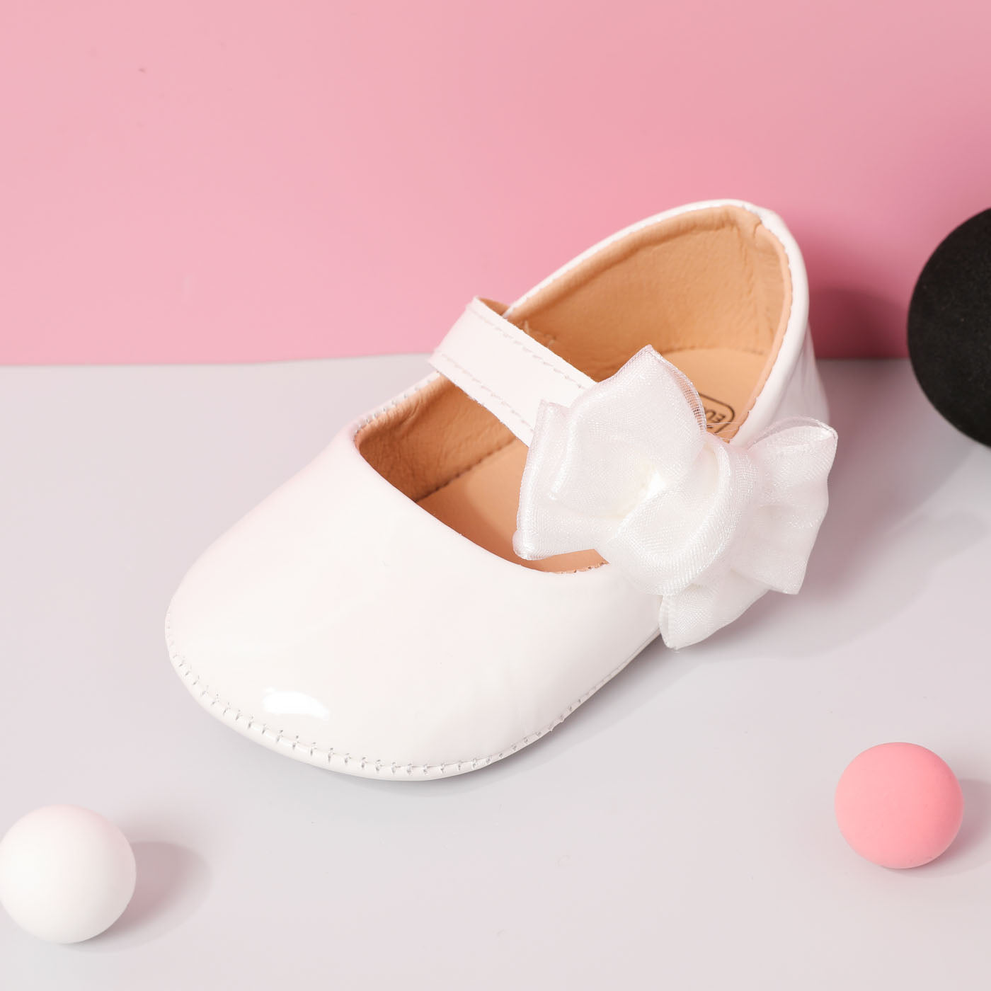 Infant/Toddler Faux Patent Leather Dress Shoes - White