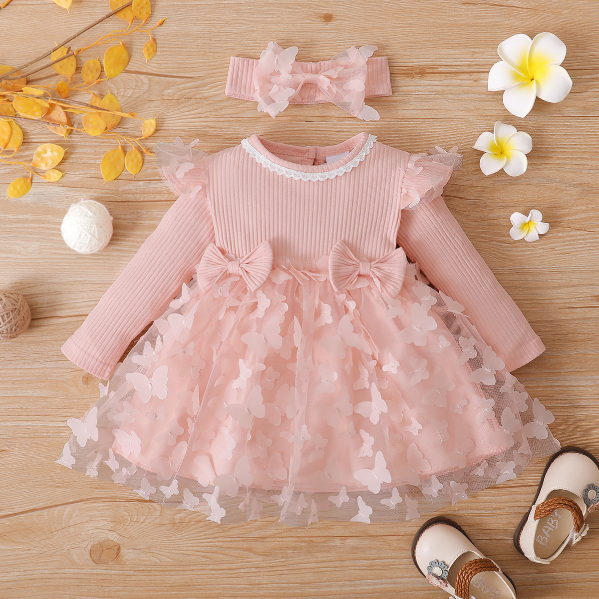 Baby Girl 3D Butterfly Mesh Dress Set