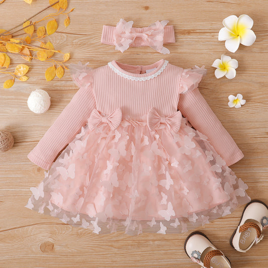 Baby Girl 3D Butterfly Mesh Dress Set