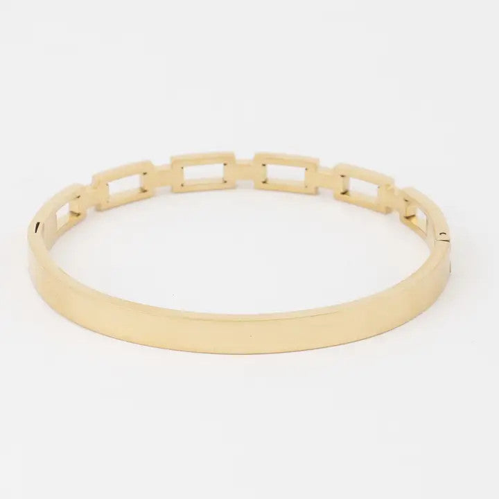 Stainless Steel Rhinestone Chain Bangle Bracelet