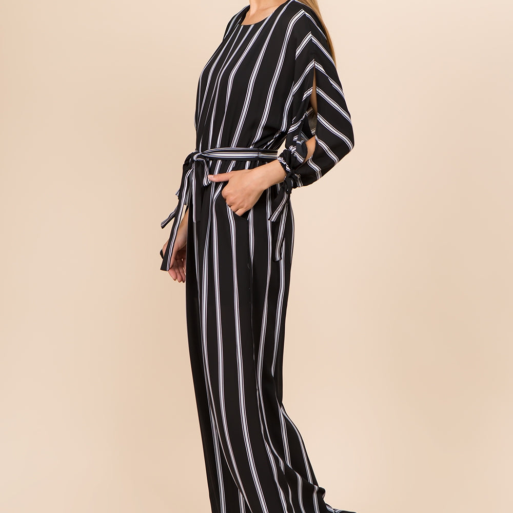 Black/White Stripe Jumpsuit