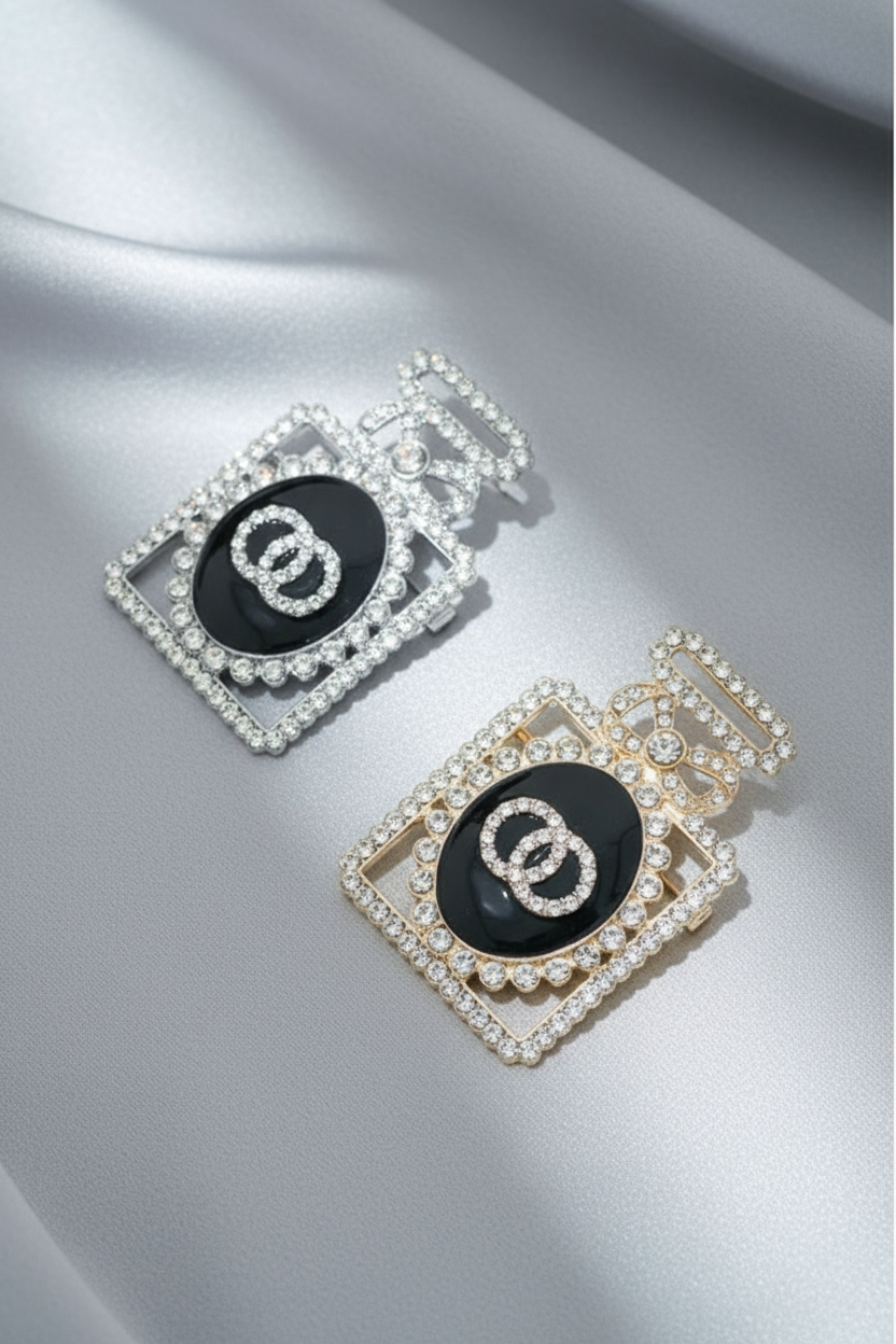 Crystal Pavé Perfume Bottle Brooch | Luxury Statement Pin in Gold or Silver