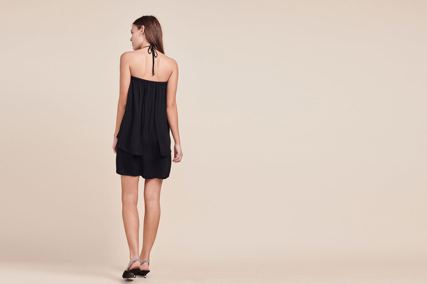 Black Halter Layered Mini Dress
