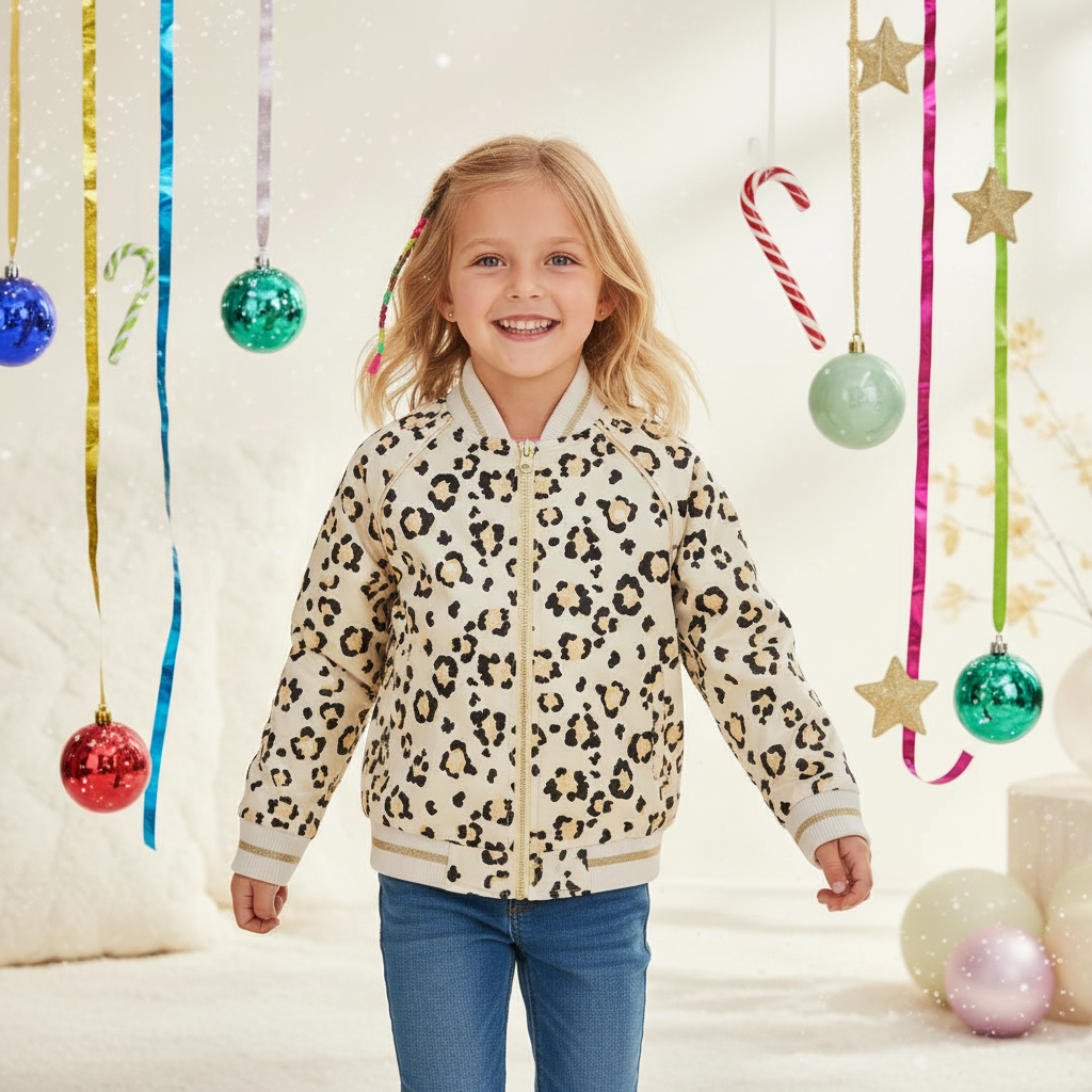 Leopard print bomber jacket