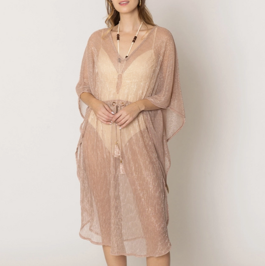 Sheer Lurex Beach Poncho Cover-Up