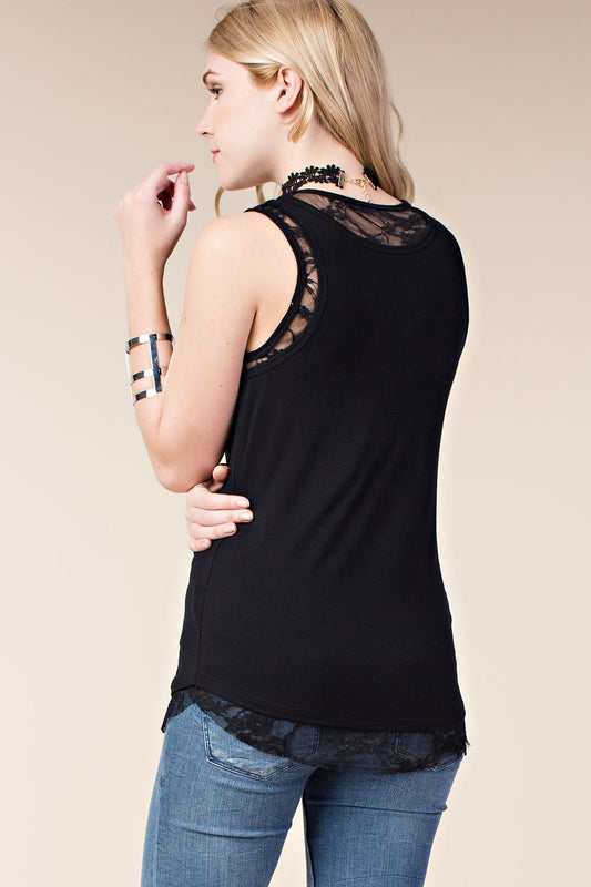 Lace Tank Blk