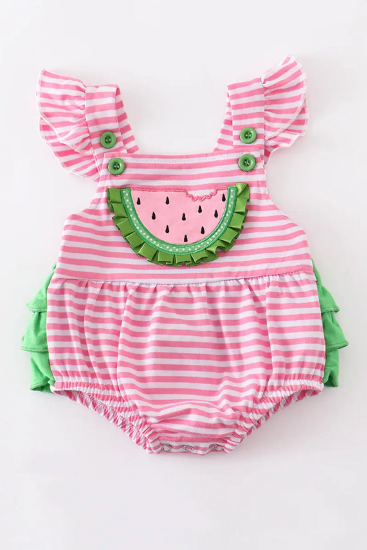 Pink Stripe Watermelon Onesie