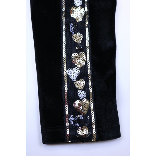 Girls' Sequin Heart Trim Leggings