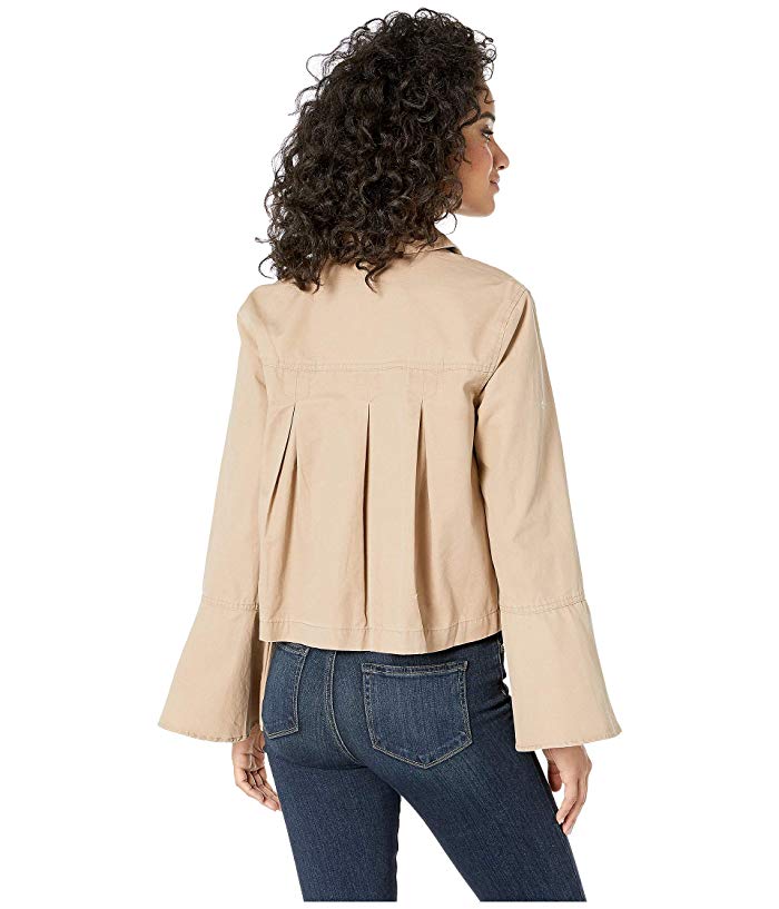 Cotton Canvas Bell Sleeve Jacket - Tan