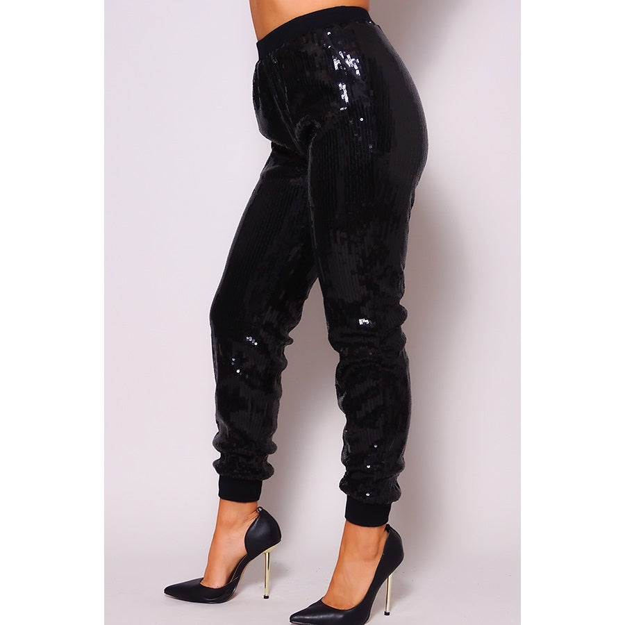 Sequin Jogger Blk