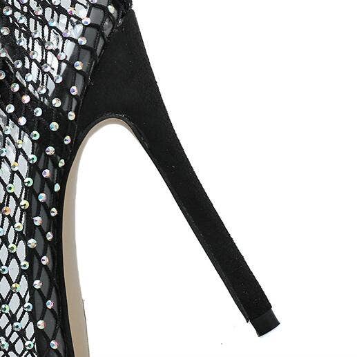 Rhinestone Mesh Sock Boot