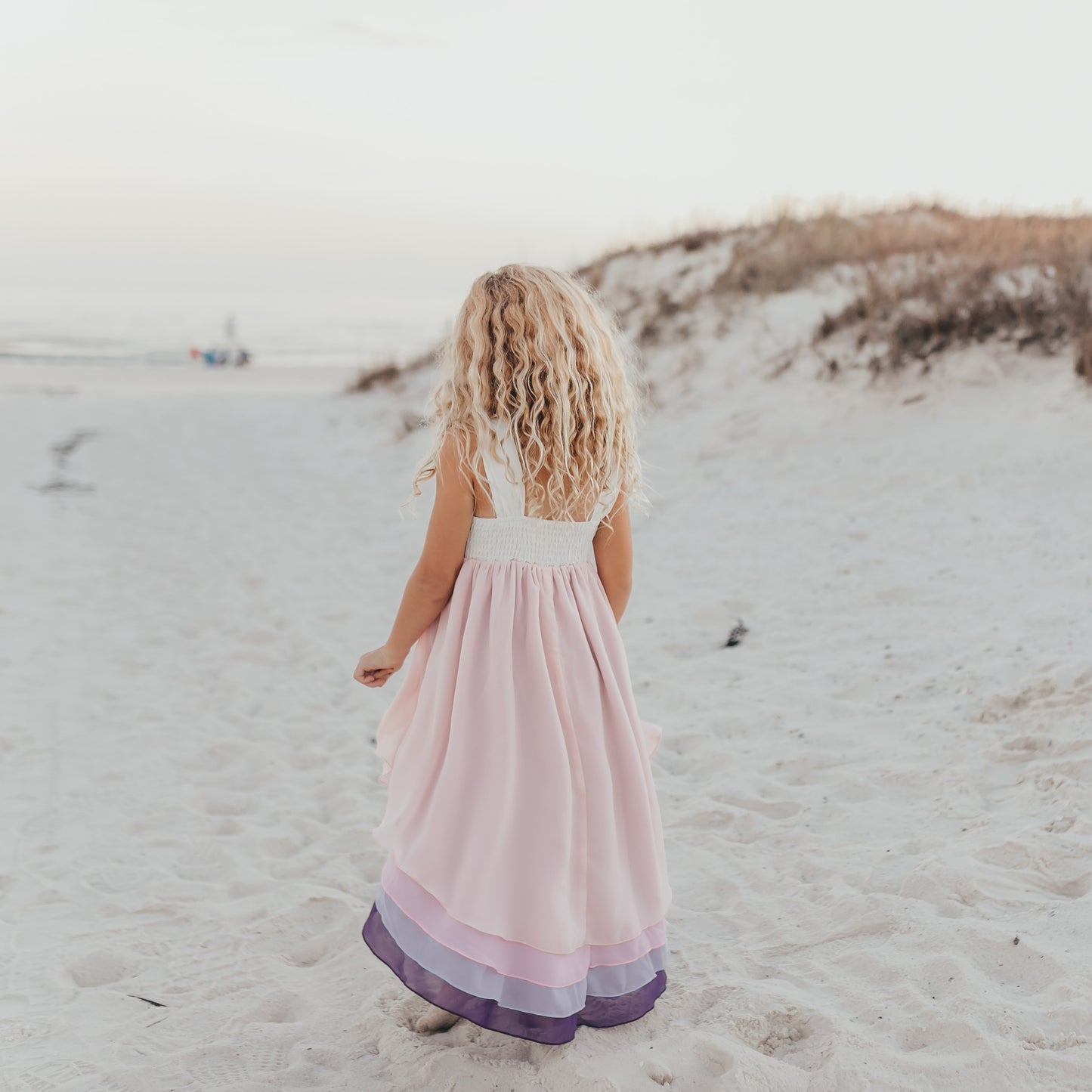 Girls' Hi-Lo Tiered Lavender Ombre Dress