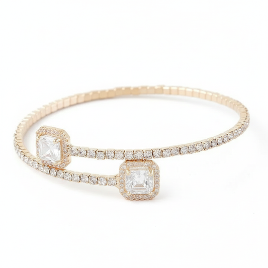 Cubic Rhinestone Wrap Cuff Bracelet