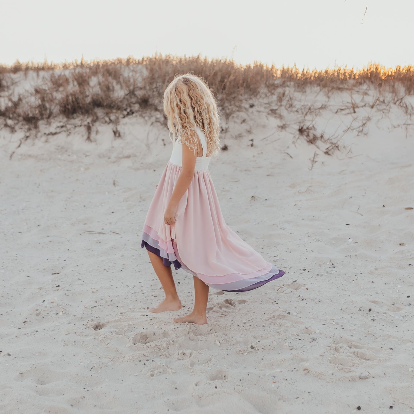 Girls' Hi-Lo Tiered Lavender Ombre Dress