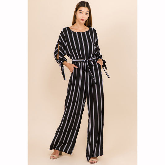 Black/White Stripe Jumpsuit
