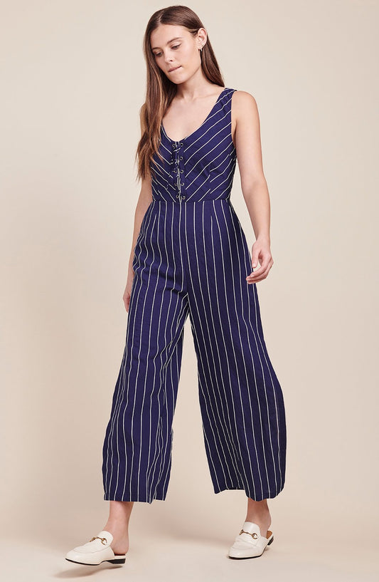 Embroidered Pinstripe Jumpsuit