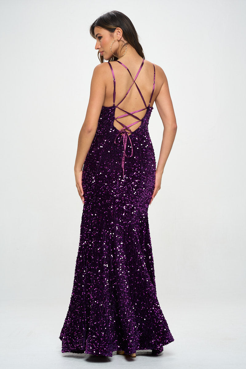 Sequin Velvet Mermaid Gown