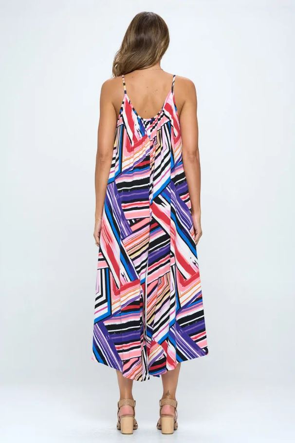 Multi Color Soft Knit Jumpsuit w/Pockets