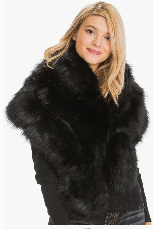 Luxury Mink Faux Fur Stole /Shawl Black