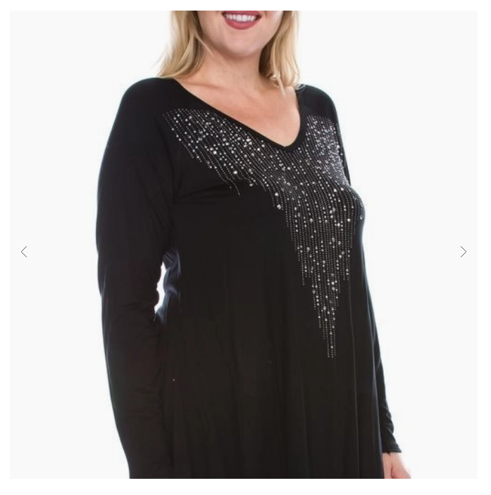 Black Stone Embellished Long Sleeve Top PLUS