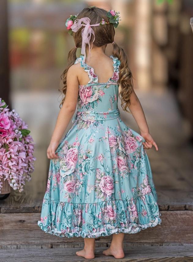Girls' Garden Rose Hi Lo Ruffle Dress