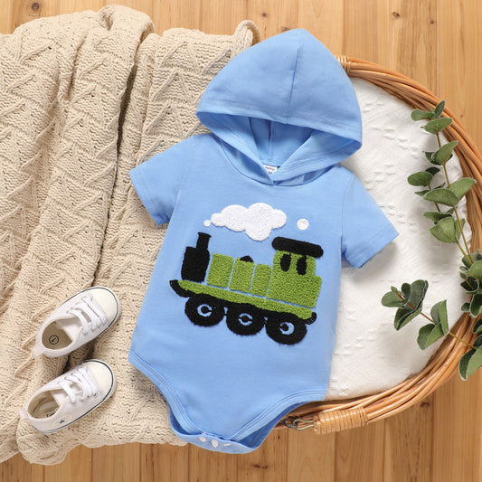 Baby Boy Hooded Train Onesie
