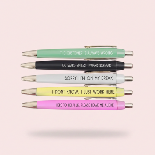 "Customer Service" Funny Pen Set – 5-Piece Gift for Retail Workers & Service Staff