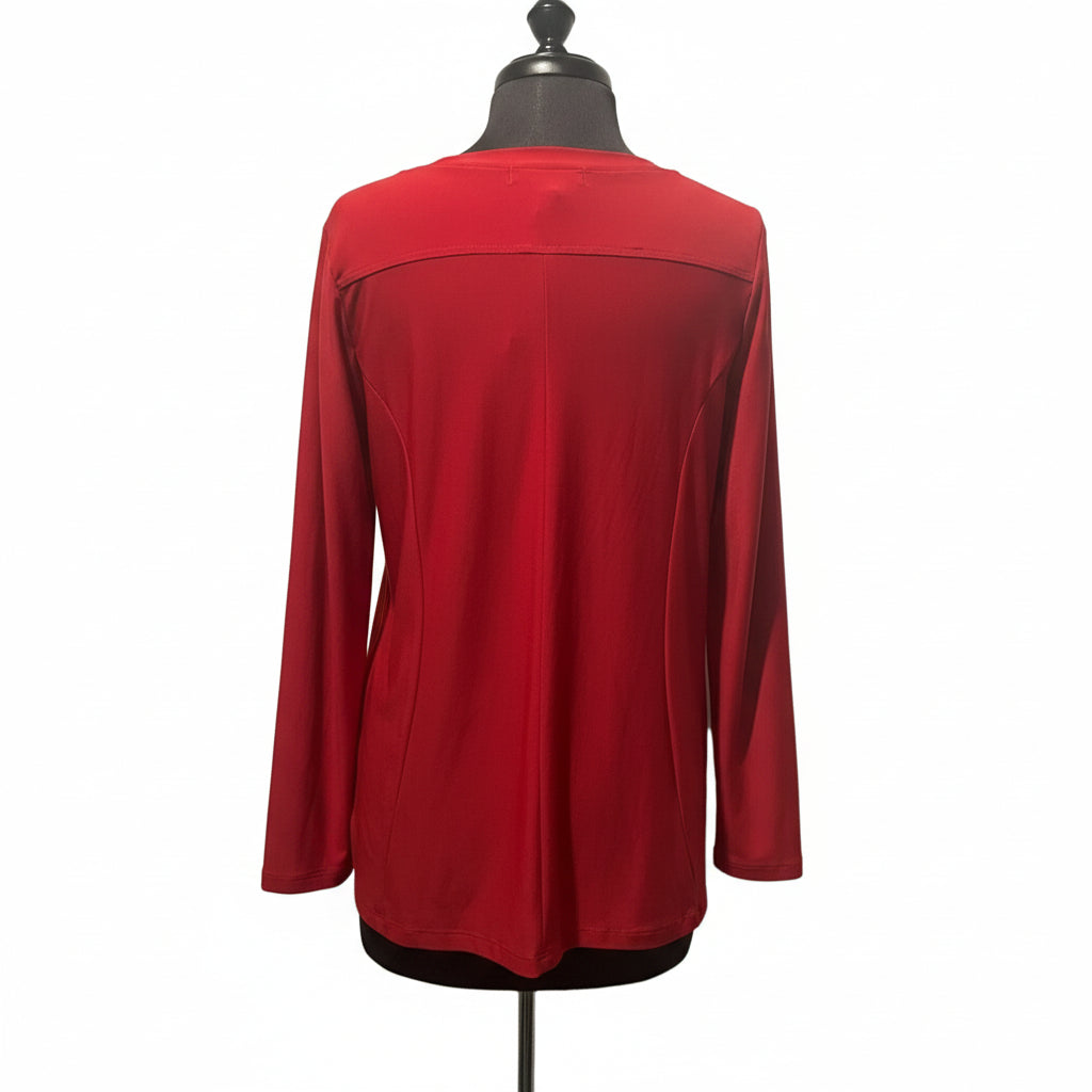 Red Zip-Front Tunic Jacket with Pockets