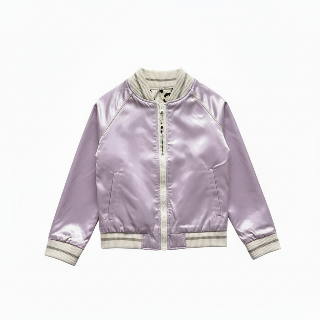 Girls Reversible Leopard & Purple Bomber Jacket