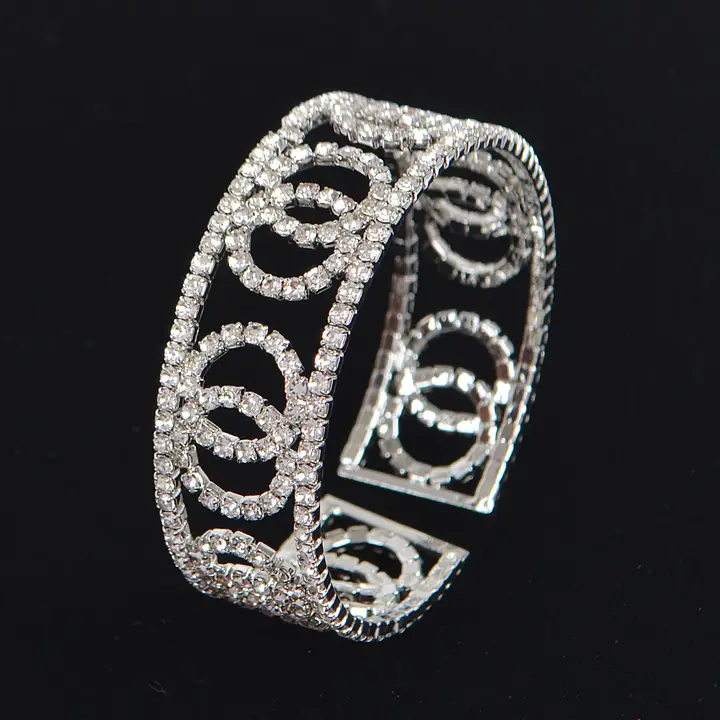 Double Circle Rhinestone Pave Bracelet